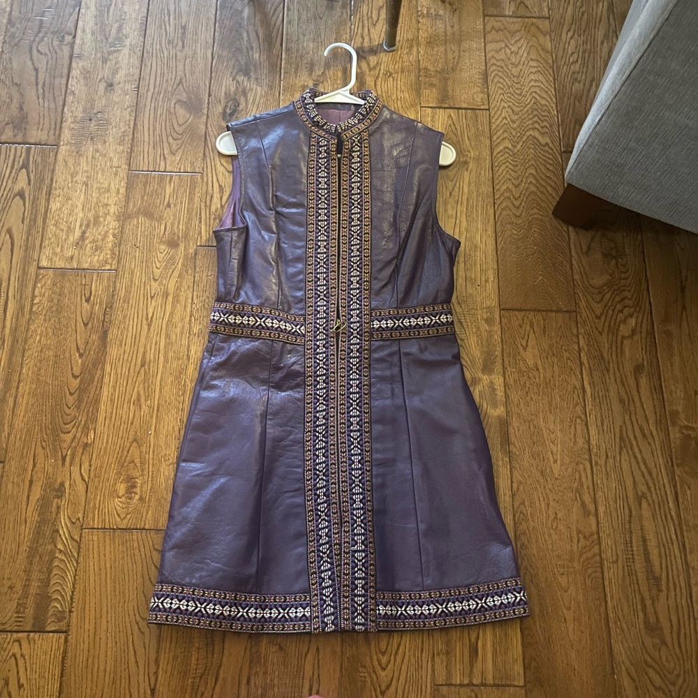 Vintage Leather Purple Mini Dress